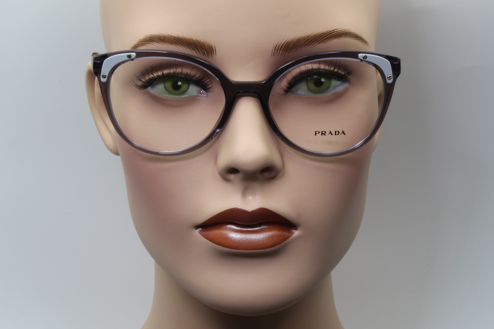 Prada VPR12U  Female Cat Eye Glasses Frame Transparent Grey 53mm