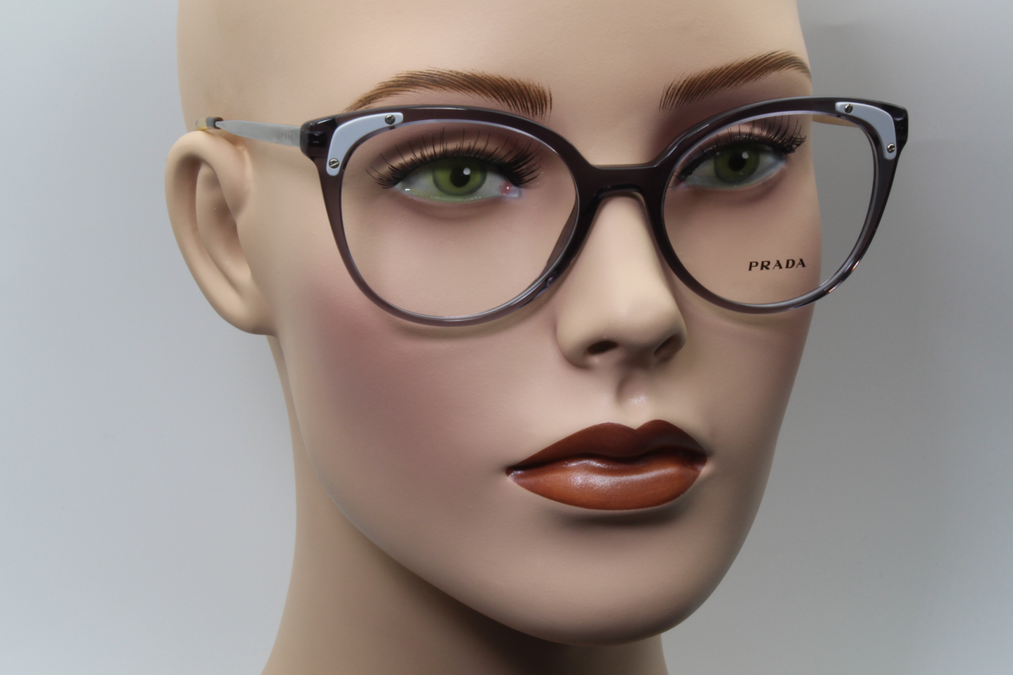 Prada VPR12U  Female Cat Eye Glasses Frame Transparent Grey 53mm