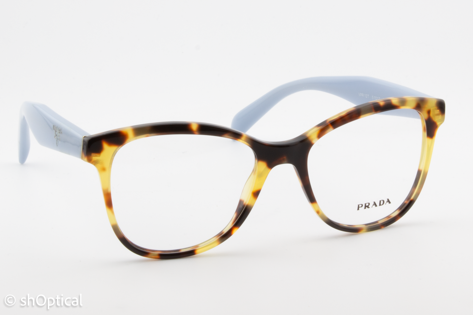 Prada VPR12T  Female Cat Eye Glasses Frame Gloss Tortoise Brown 51mm