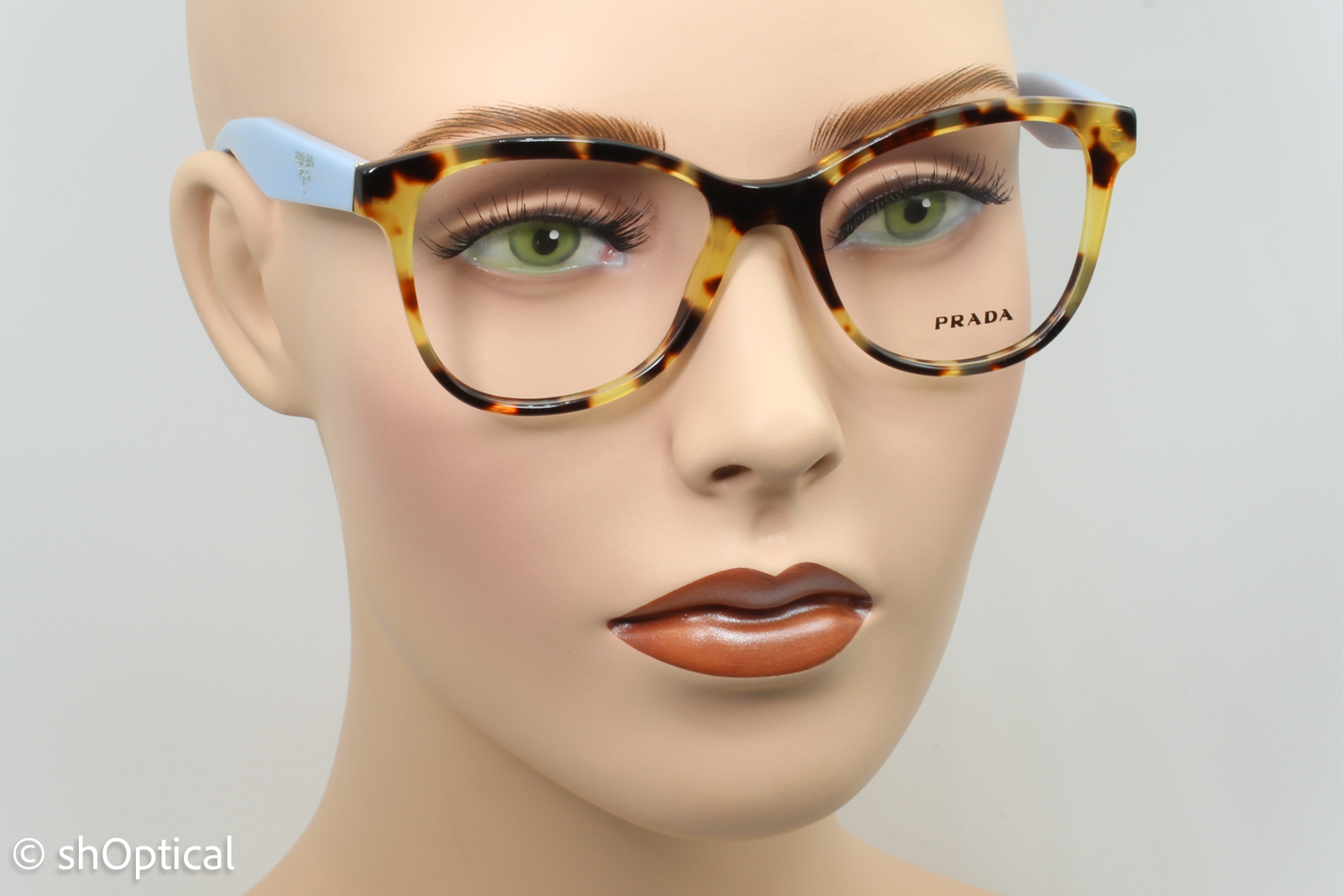 Prada VPR12T  Female Cat Eye Glasses Frame Gloss Tortoise Brown 51mm