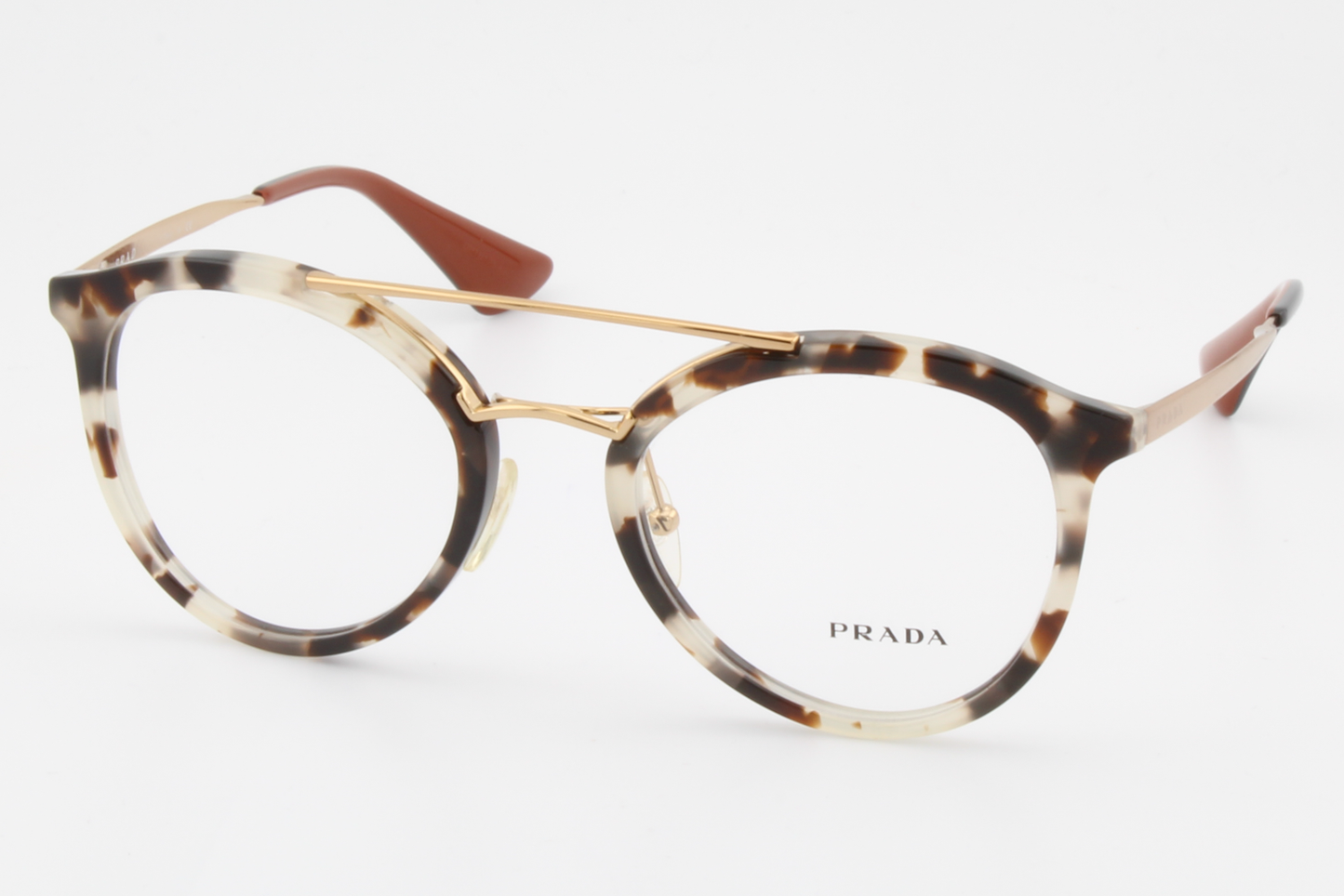 Prada VPR15T  Female Round Glasses Frame White Havana, Brown 52mm