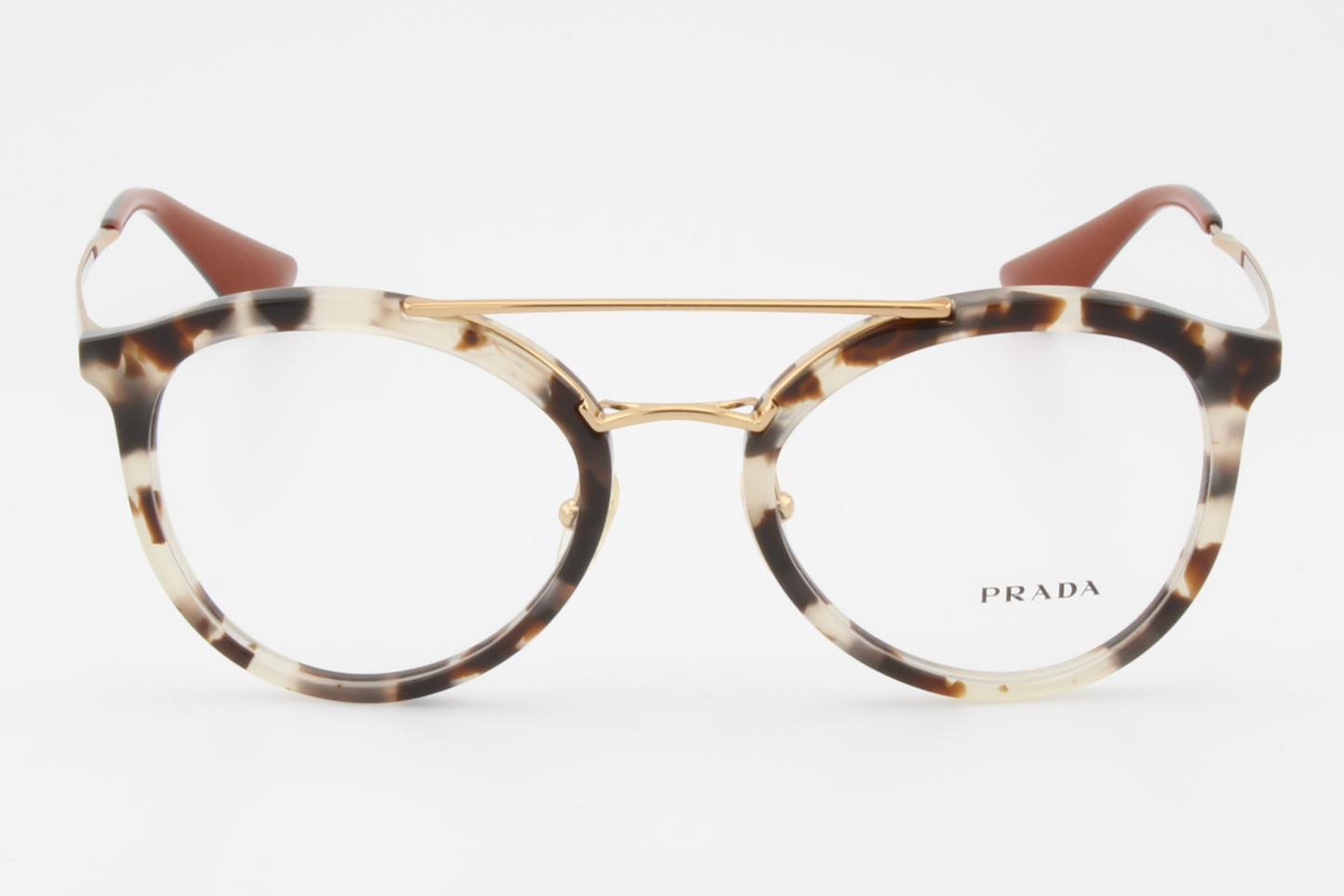 Prada VPR15T  Female Round Glasses Frame White Havana, Brown 52mm