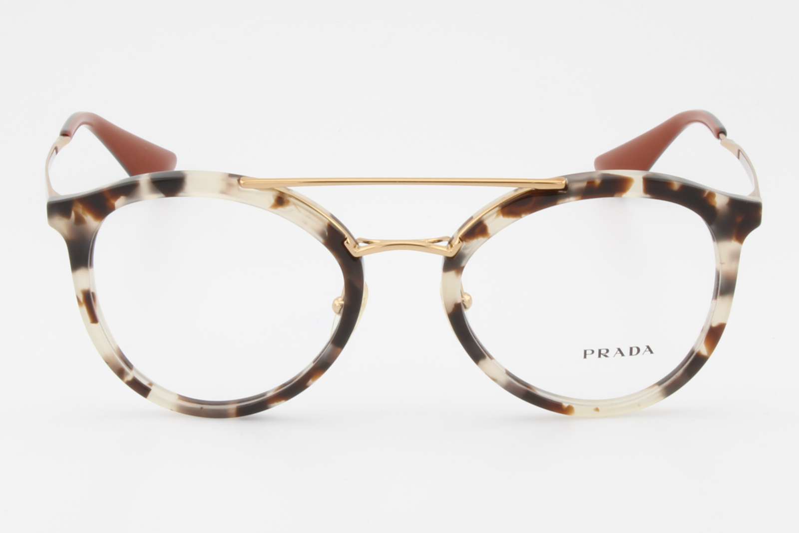 Prada VPR15T  Female Round Glasses Frame White Havana, Brown 52mm