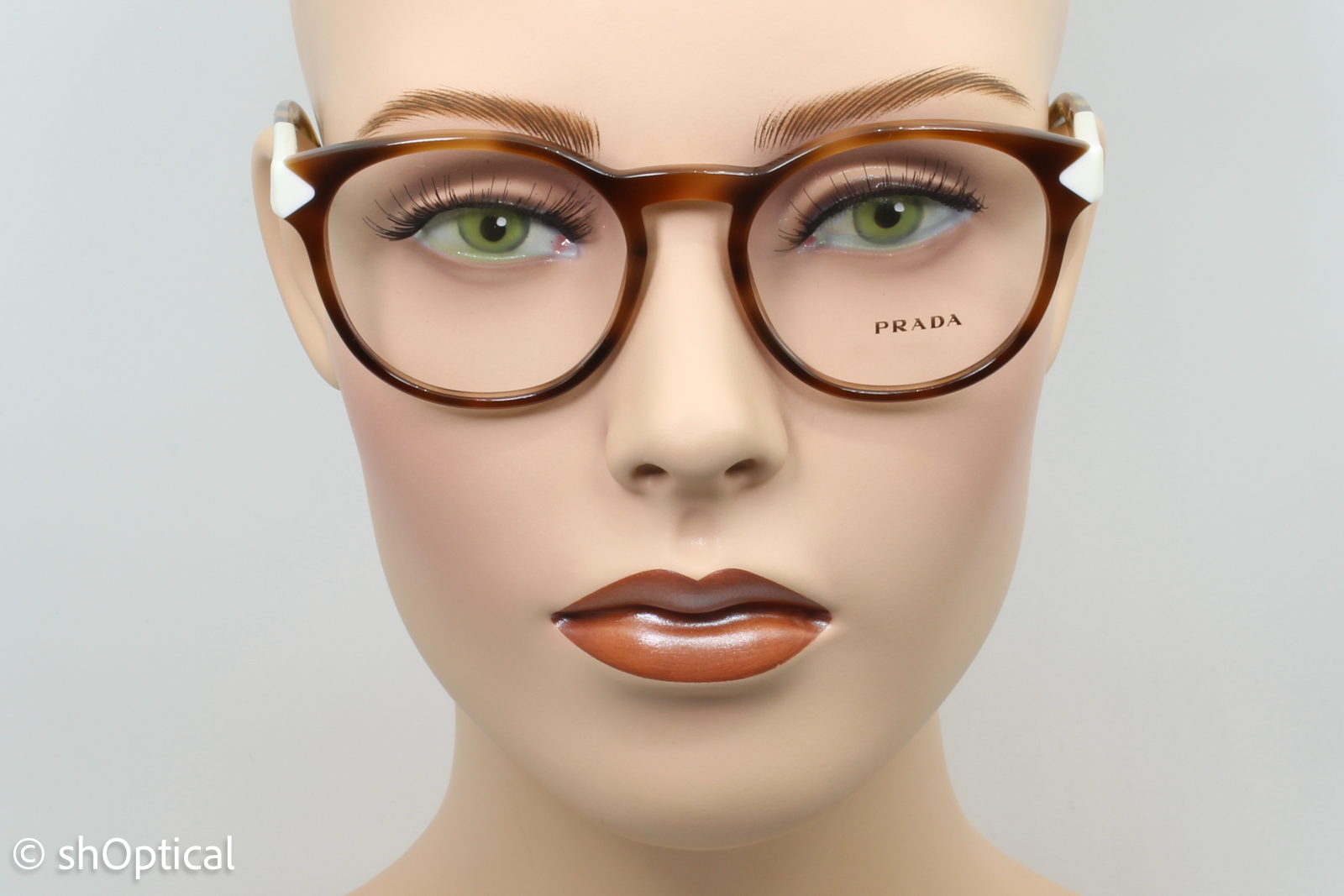 Prada VPR16T  Unisex Round Glasses Frame Tortoise Dark Brown 50mm