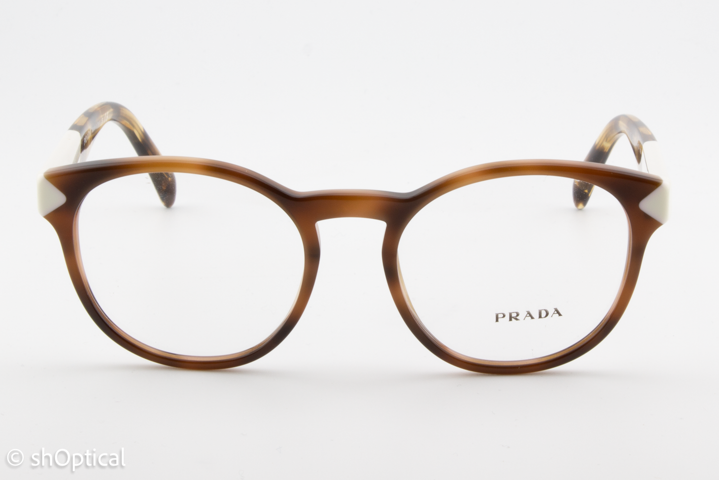 Prada VPR16T  Unisex Round Glasses Frame Tortoise Dark Brown 50mm