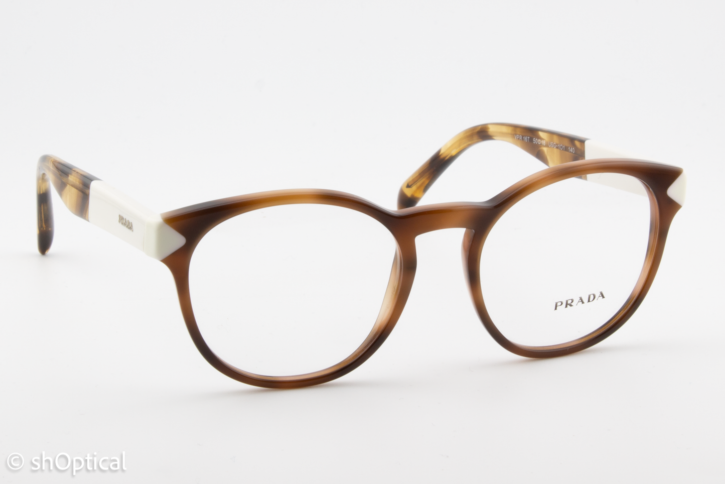 Prada VPR16T  Unisex Round Glasses Frame Tortoise Dark Brown 50mm