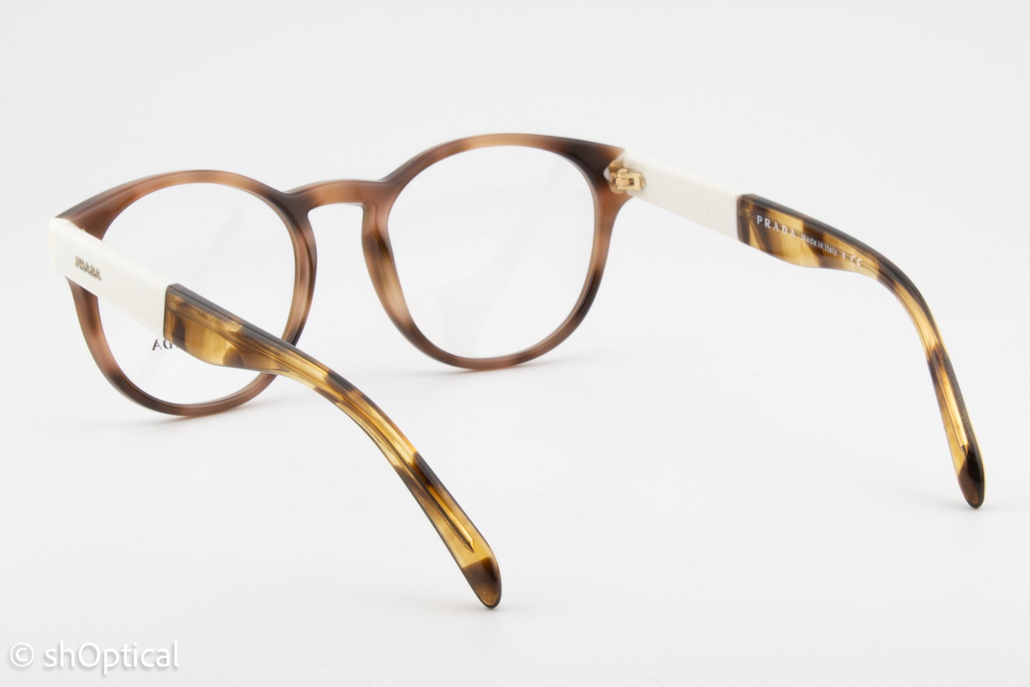 Prada VPR16T  Unisex Round Glasses Frame Tortoise Dark Brown 50mm