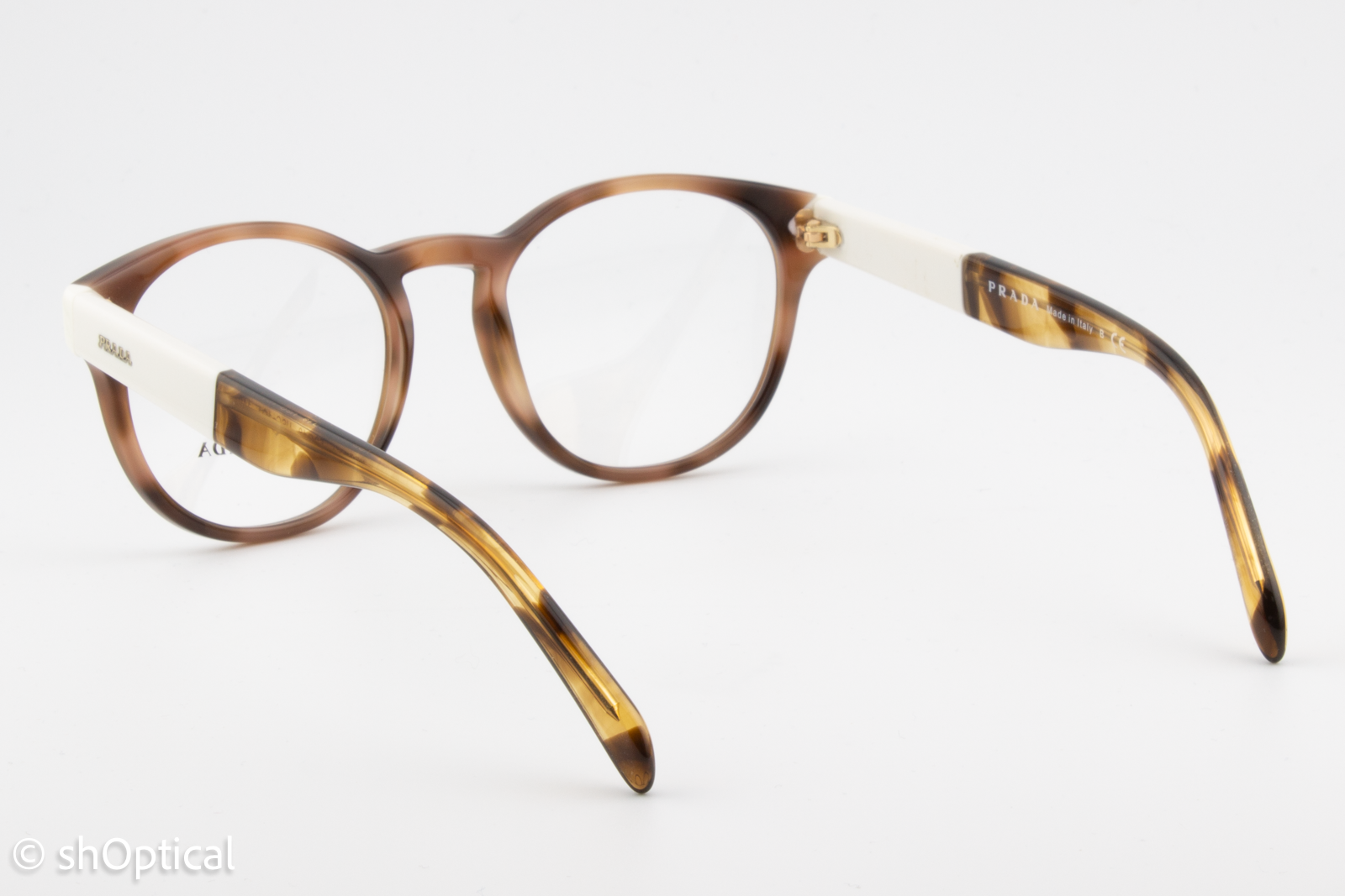 Prada VPR16T  Unisex Round Glasses Frame Tortoise Dark Brown 50mm