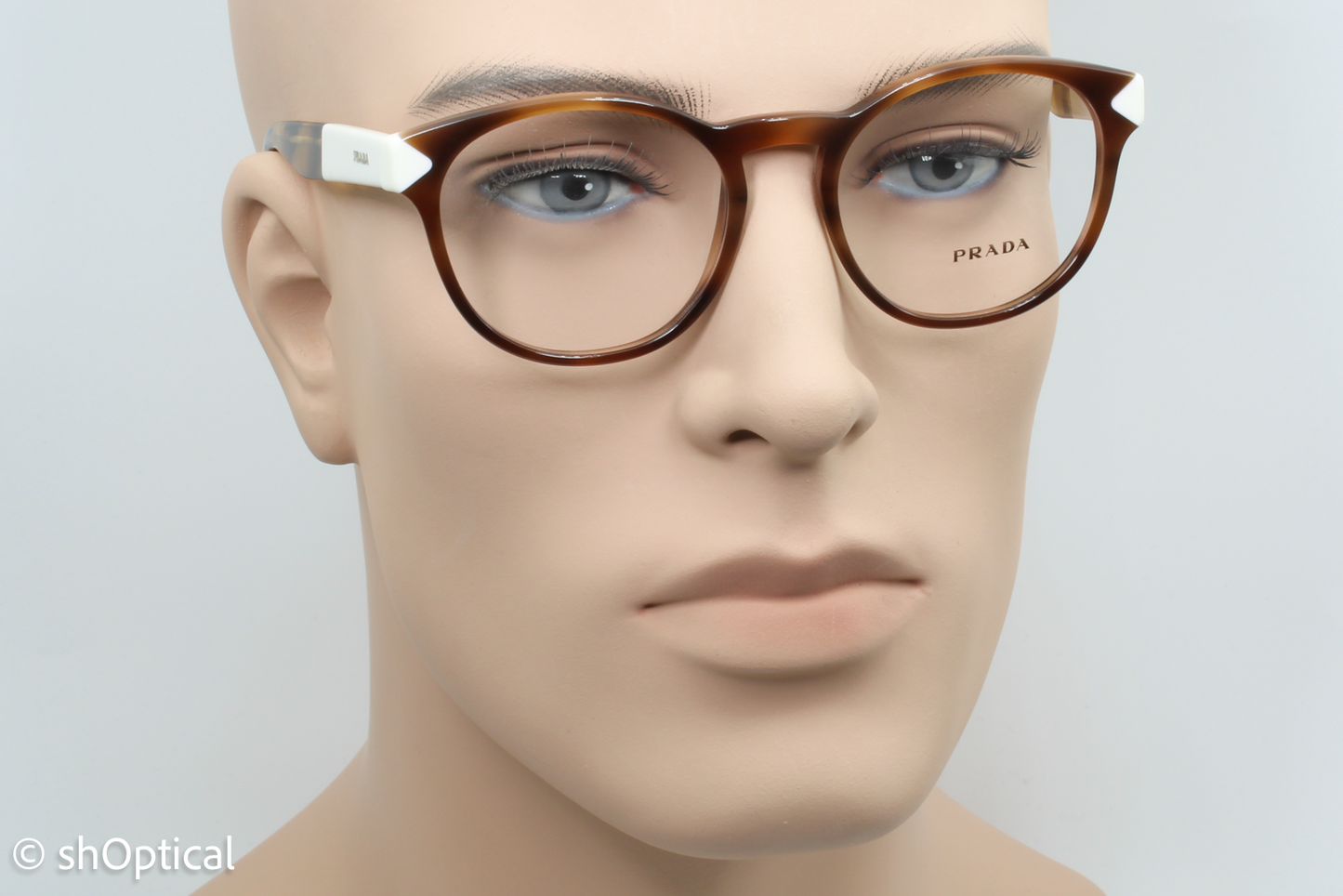 Prada VPR16T  Unisex Round Glasses Frame Tortoise Dark Brown 50mm