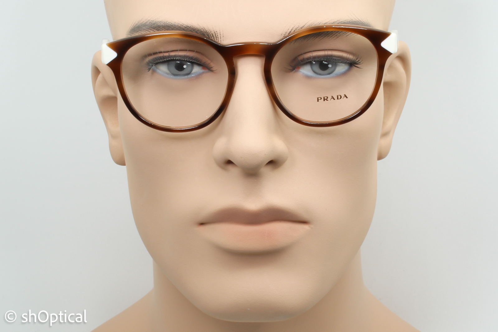 Prada VPR16T  Unisex Round Glasses Frame Tortoise Dark Brown 50mm