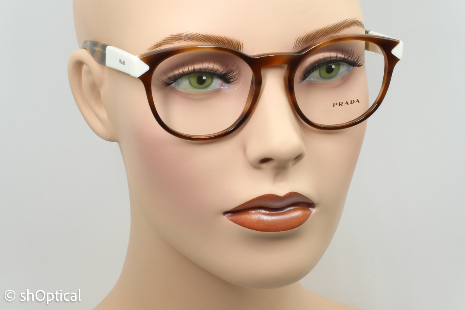 Prada VPR16T  Unisex Round Glasses Frame Tortoise Dark Brown 50mm