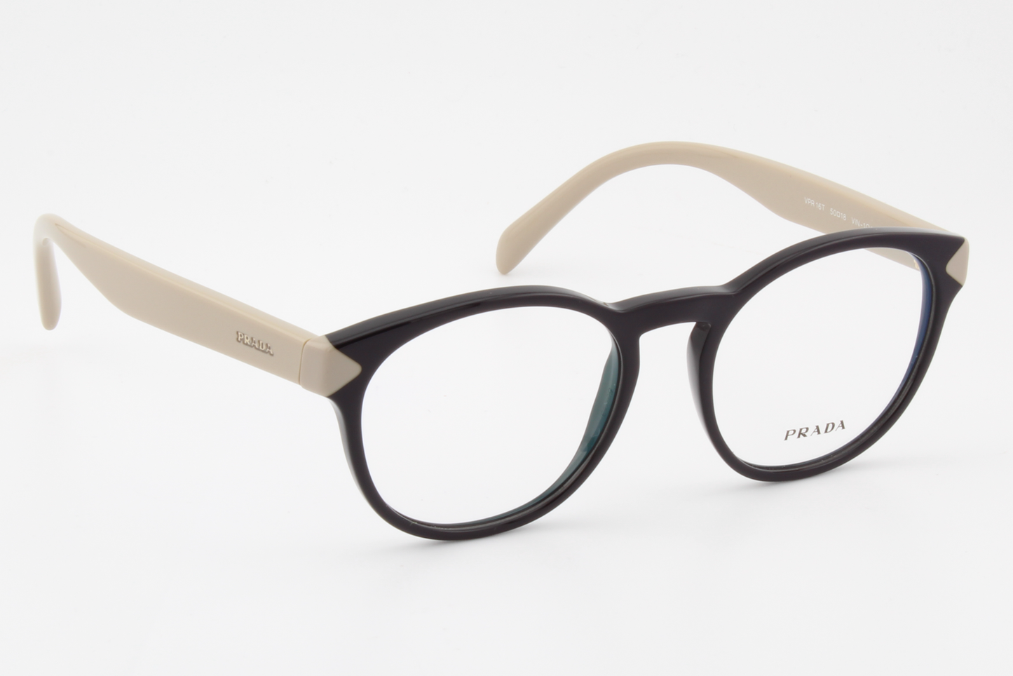 Prada VPR16T  Unisex Round Glasses Frame Purple, Biege 50mm