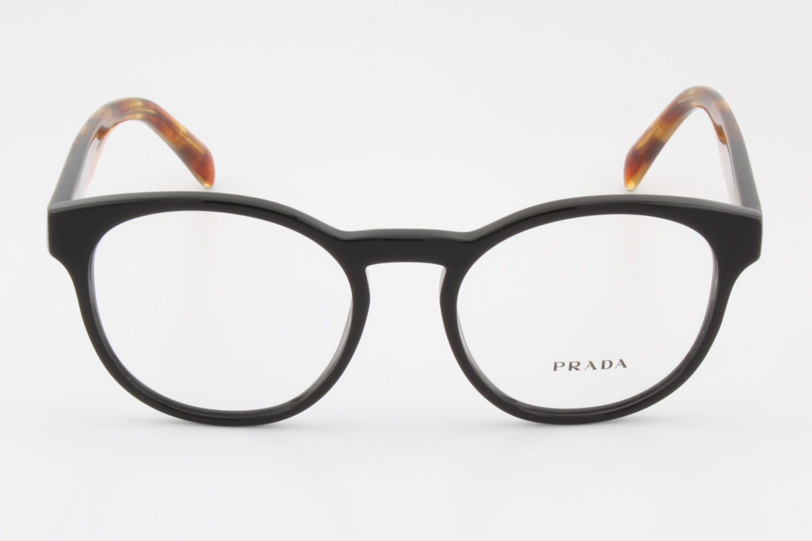 Prada VPR16T  Unisex Round Glasses Frame Black, Havana Brown 50mm