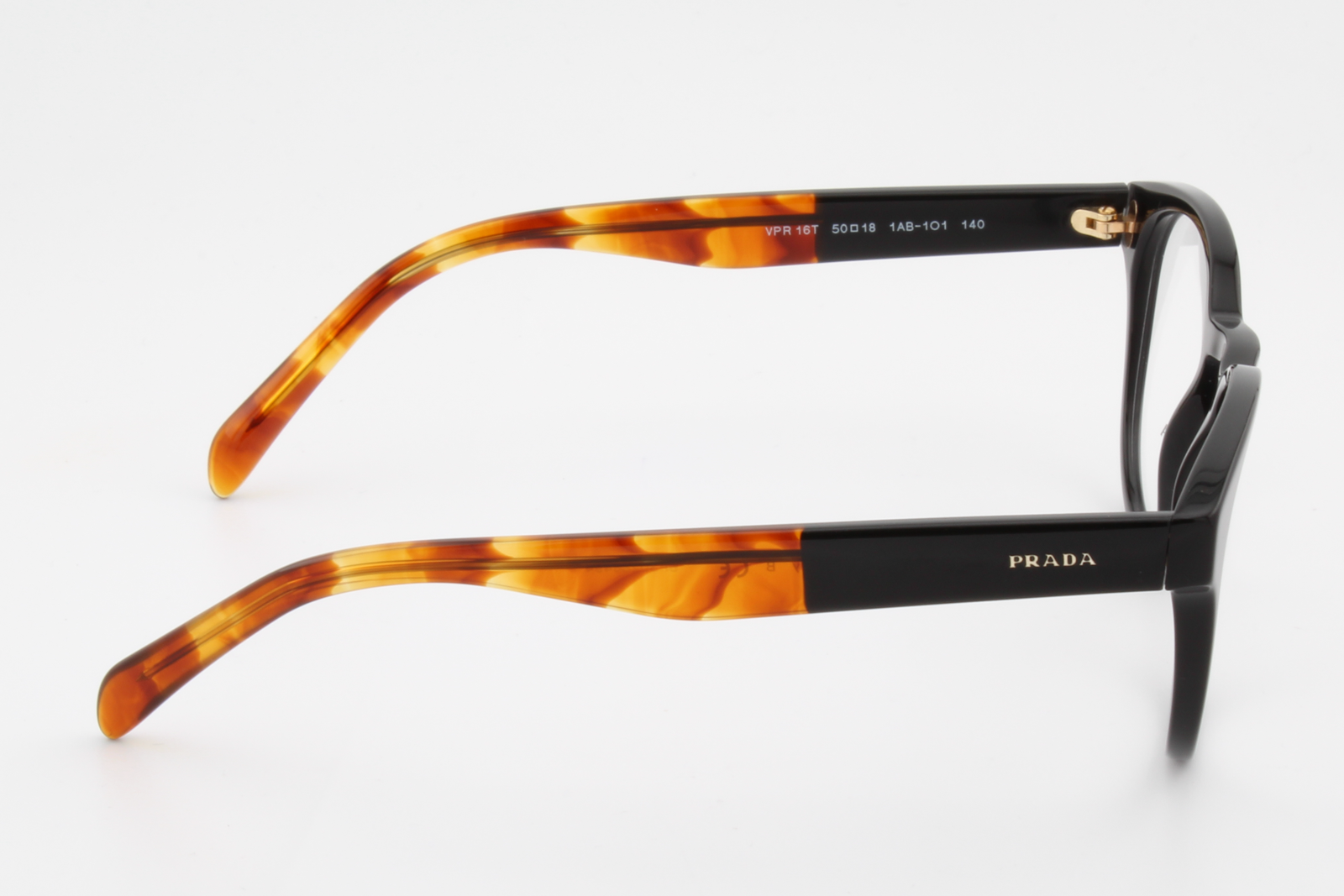 Prada VPR16T  Unisex Round Glasses Frame Black, Havana Brown 50mm