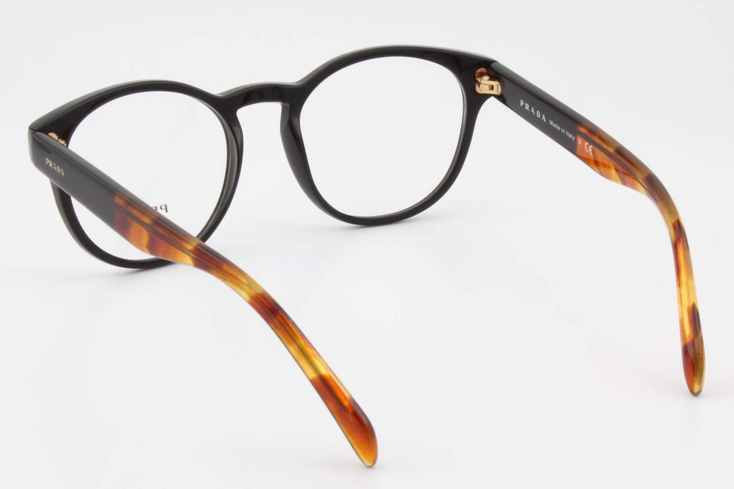 Prada VPR16T  Unisex Round Glasses Frame Black, Havana Brown 50mm
