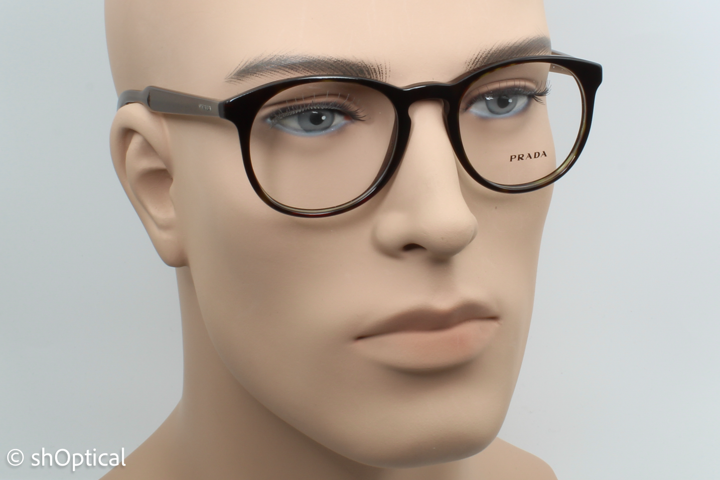 Prada VPR19S  Female Round Glasses Frame Gloss Havana Brown 50mm