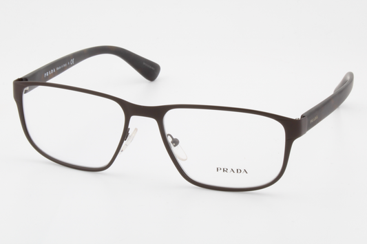 Prada VPR56S  Male Square Glasses Frame Brown, Dark Havana 55mm