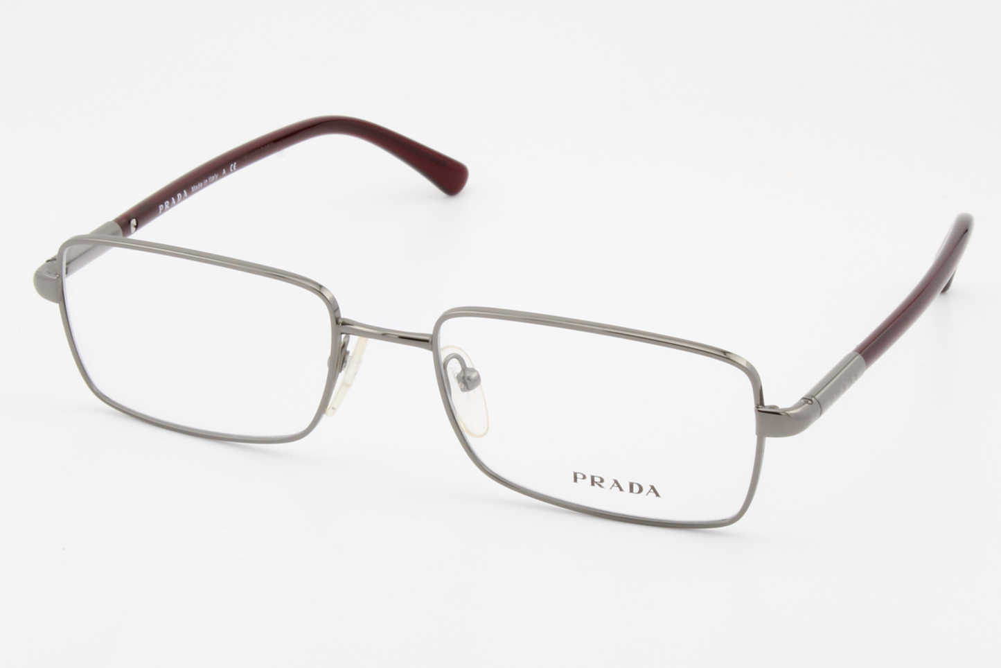 Prada VPR63M  Unisex Rectangular Glasses Frame Gunmetal, Red 52mm