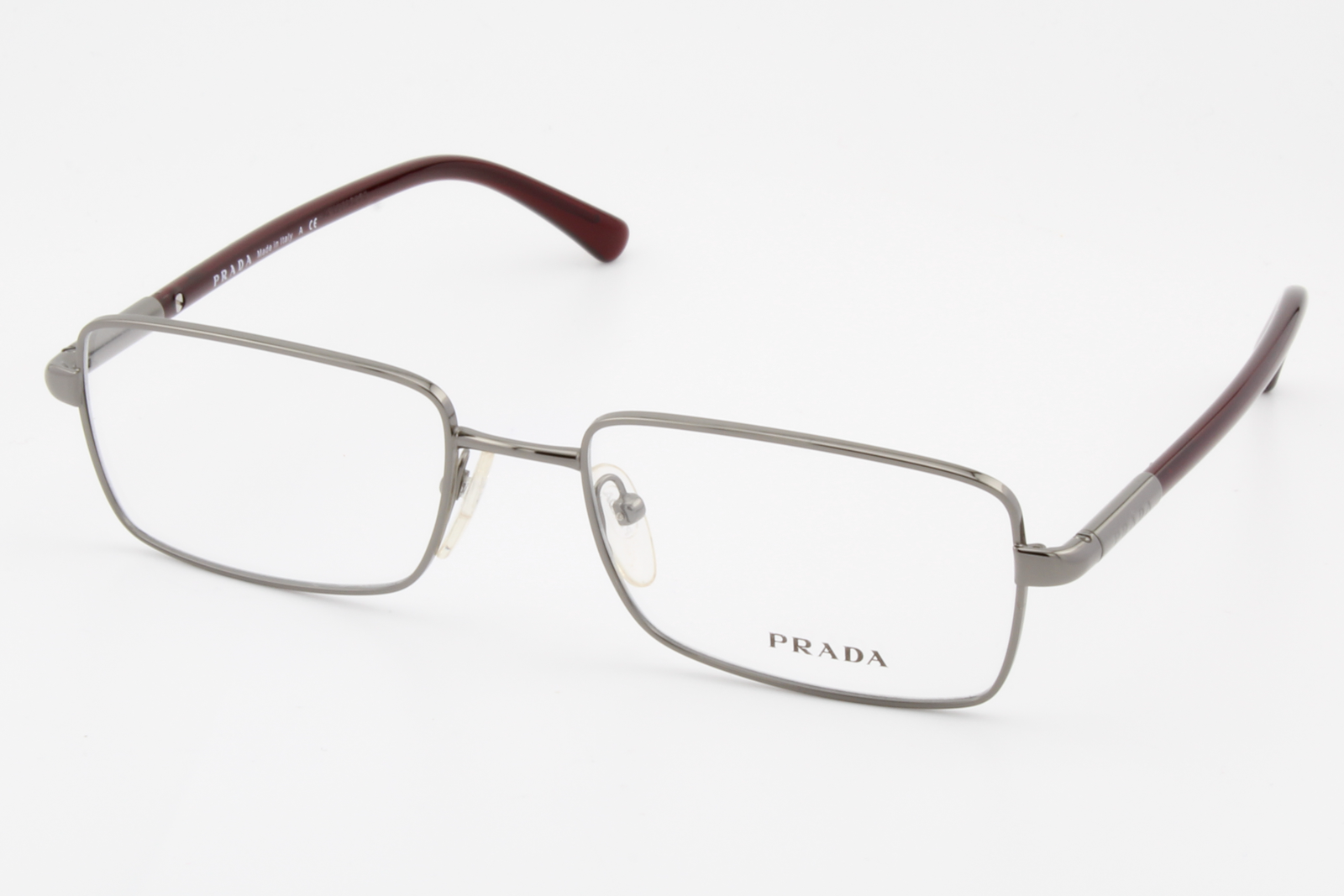 Prada VPR63M  Unisex Rectangular Glasses Frame Gunmetal, Red 52mm