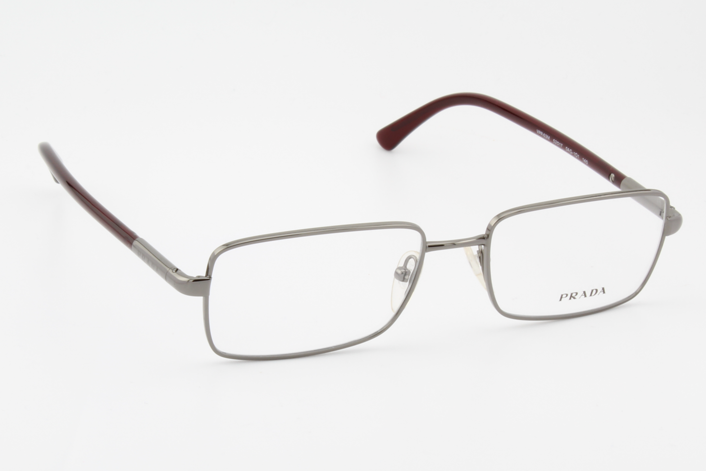 Prada VPR63M  Unisex Rectangular Glasses Frame Gunmetal, Red 52mm