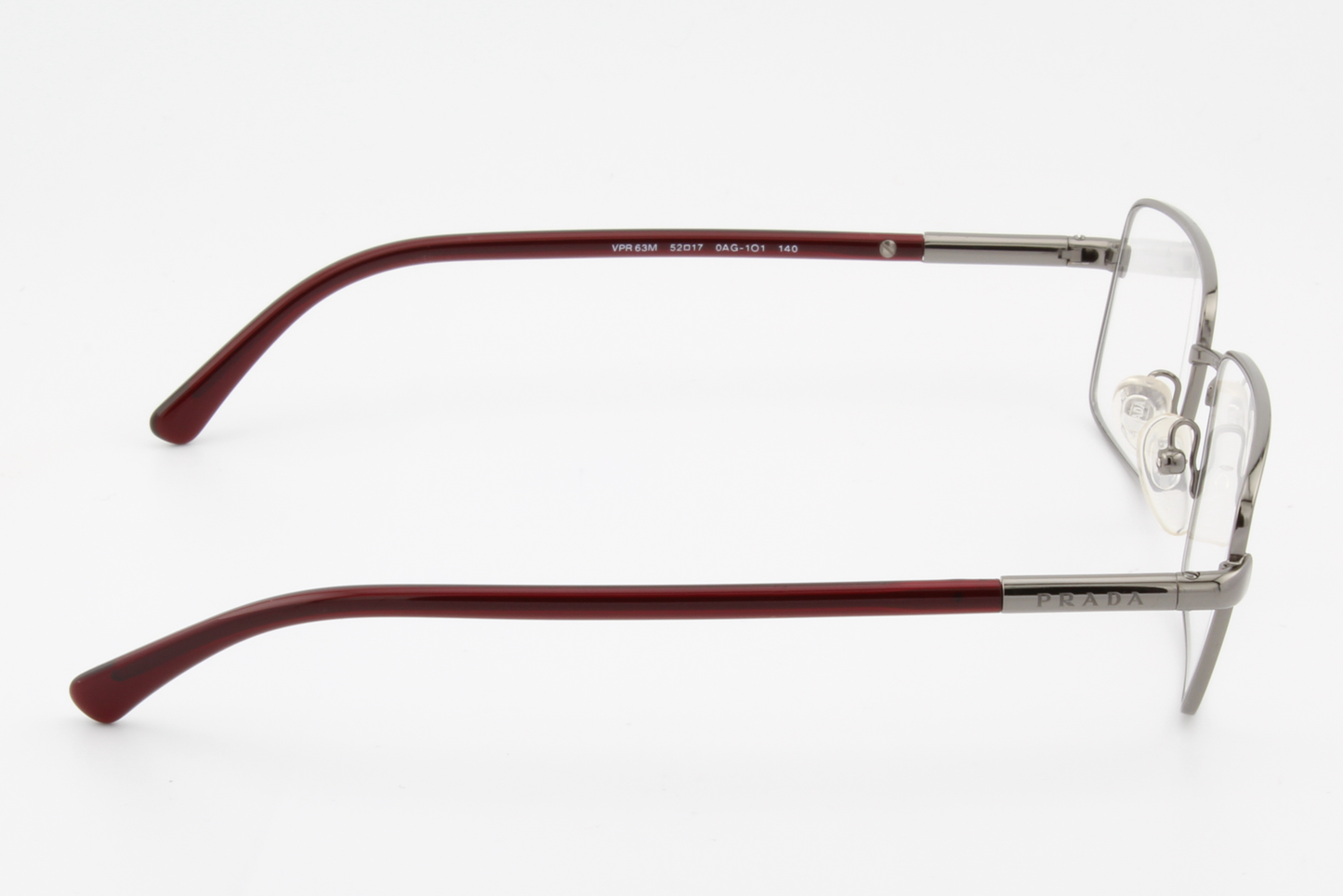 Prada VPR63M  Unisex Rectangular Glasses Frame Gunmetal, Red 52mm