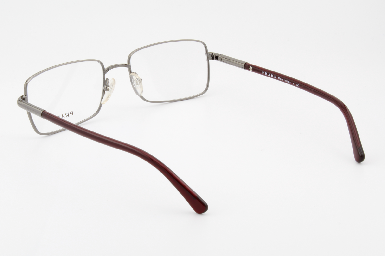 Prada VPR63M  Unisex Rectangular Glasses Frame Gunmetal, Red 52mm