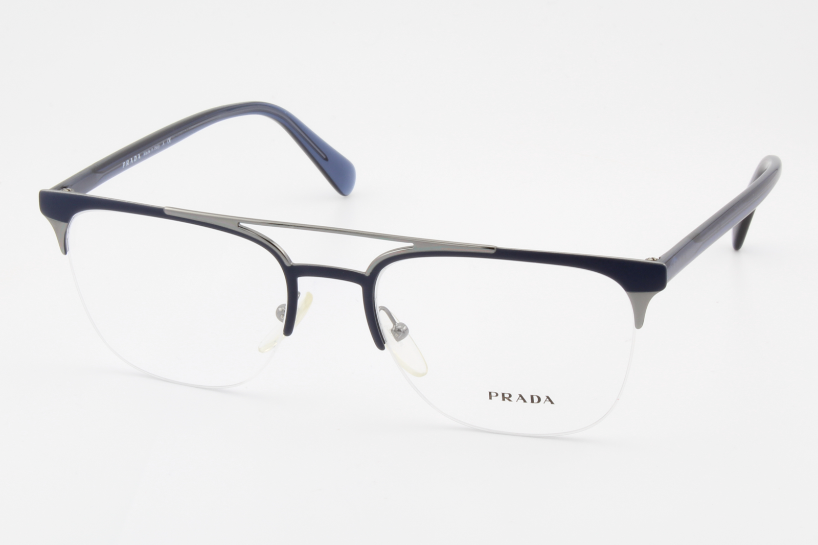 Prada VPR63U  Unisex Square Glasses Frame Matte Blue, Gunmetal 54mm