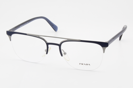 Prada VPR63U  Unisex Square Glasses Frame Matte Blue, Gunmetal 54mm