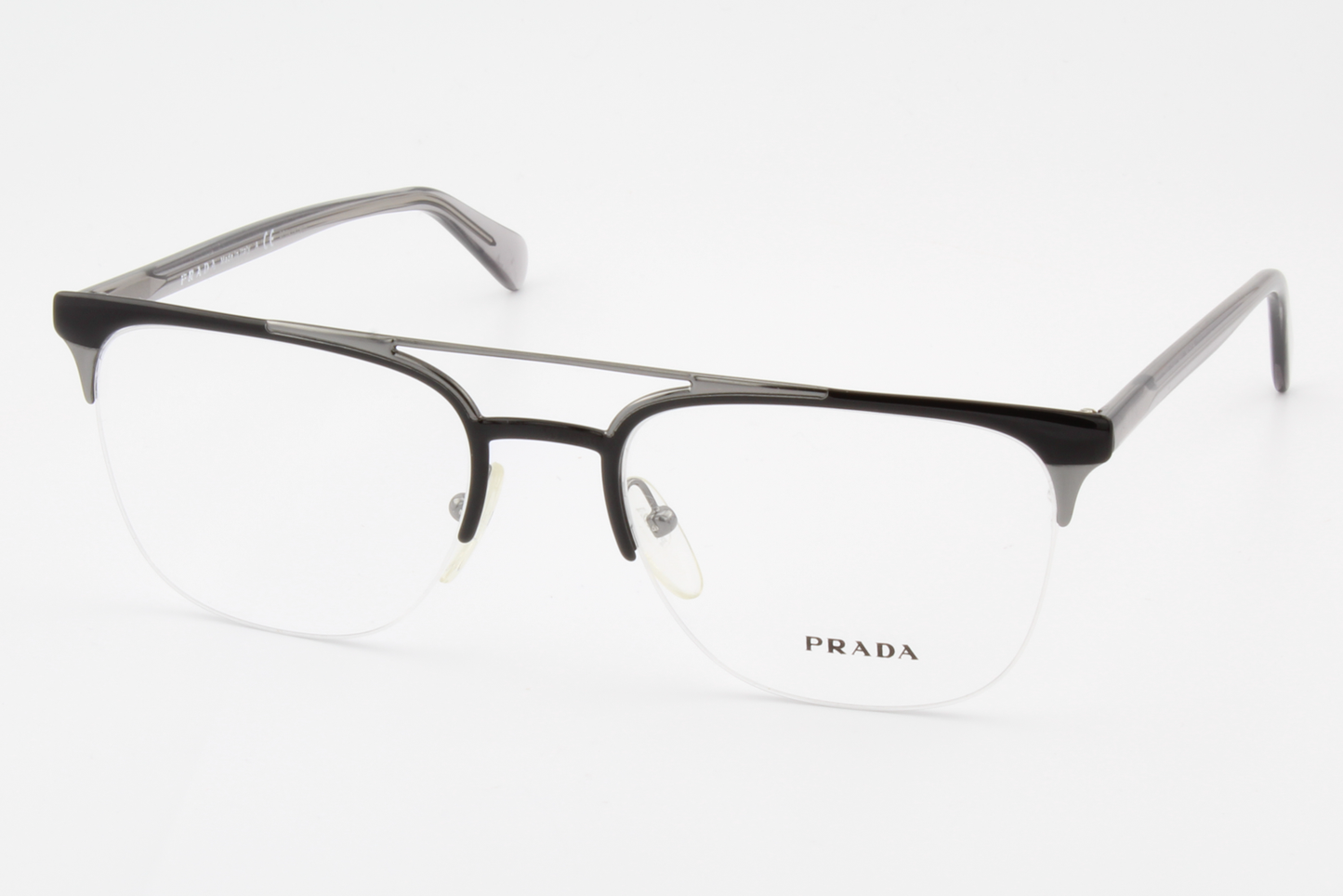 Prada VPR63U  Unisex Square Glasses Frame Black, Gunmetal 54mm