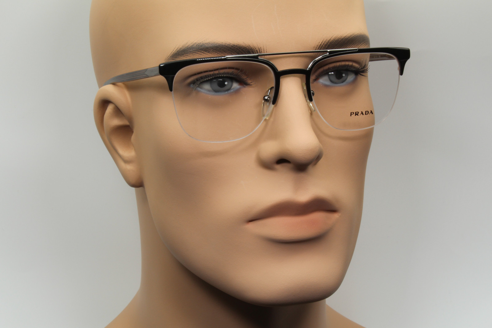 Prada VPR63U  Unisex Square Glasses Frame Black, Gunmetal 54mm