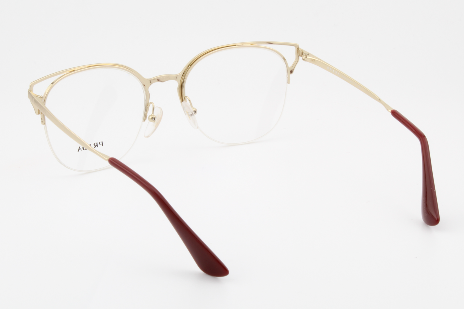 Prada VPR64U  Female Cat Eye Glasses Frame White/Gold/Burgundy 53mm