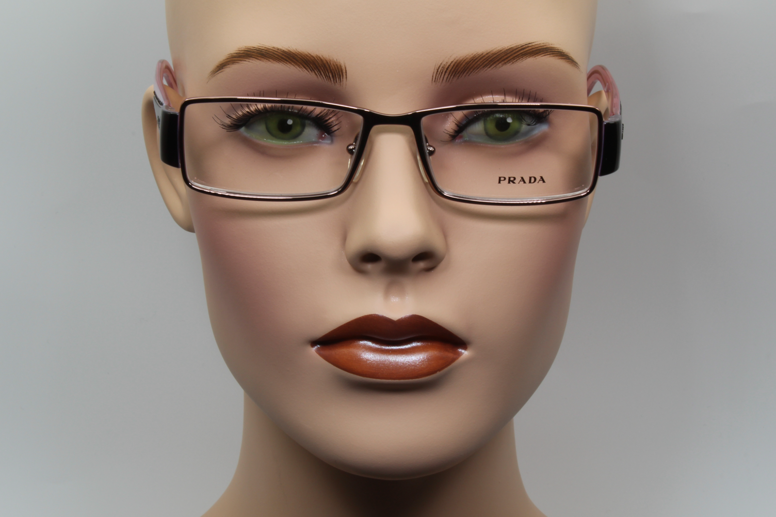 Prada VPR71I  Female Rectangular Glasses Frame Bronze, Black, Pink 52mm