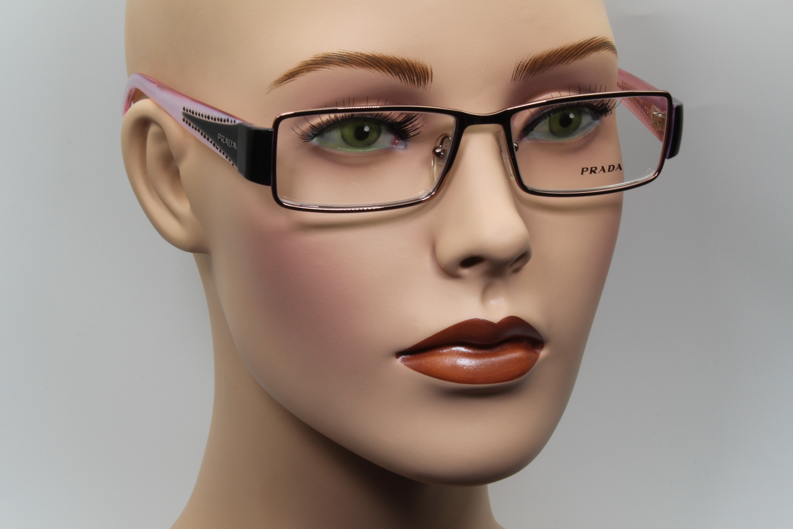 Prada VPR71I  Female Rectangular Glasses Frame Bronze, Black, Pink 52mm