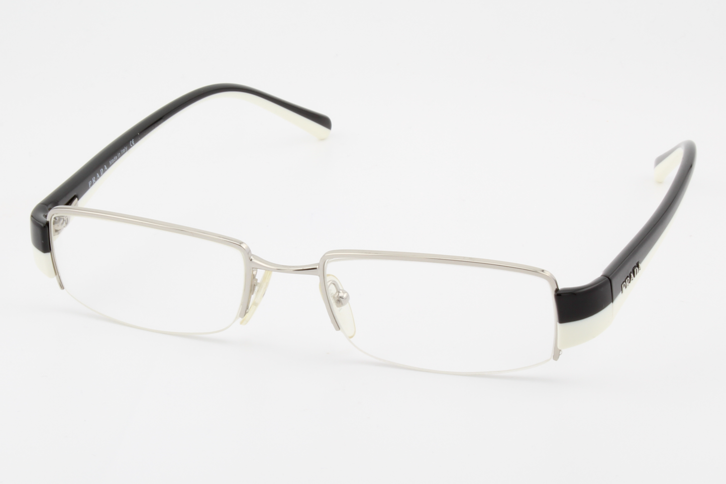 Prada VPR74H  Male Rectangular Glasses Frame Silver, Black, White 51mm