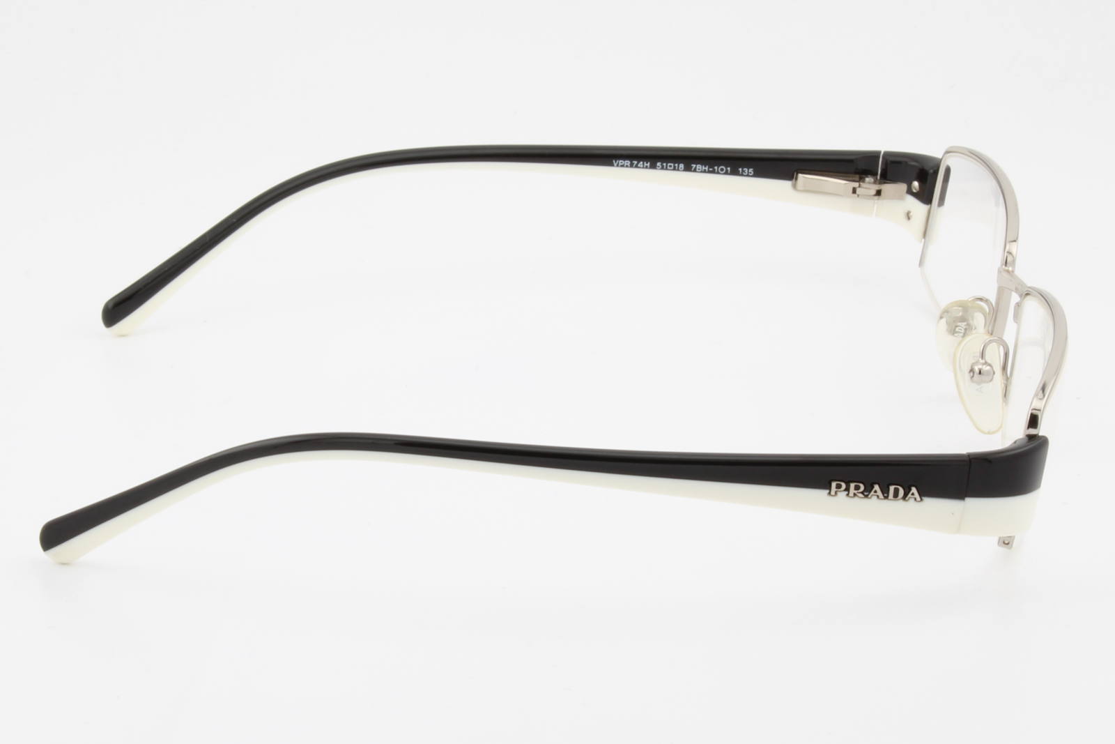 Prada VPR74H  Male Rectangular Glasses Frame Silver, Black, White 51mm