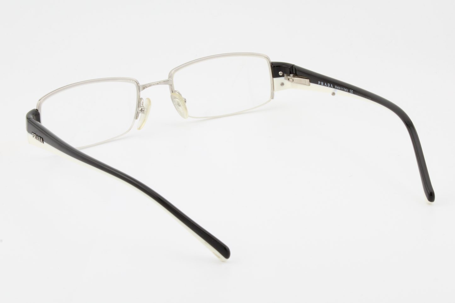 Prada VPR74H  Male Rectangular Glasses Frame Silver, Black, White 51mm