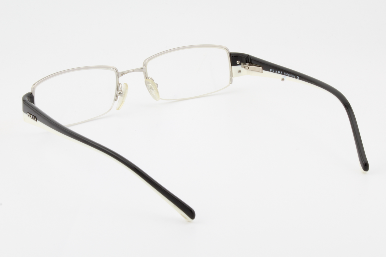 Prada VPR74H  Male Rectangular Glasses Frame Silver, Black, White 51mm