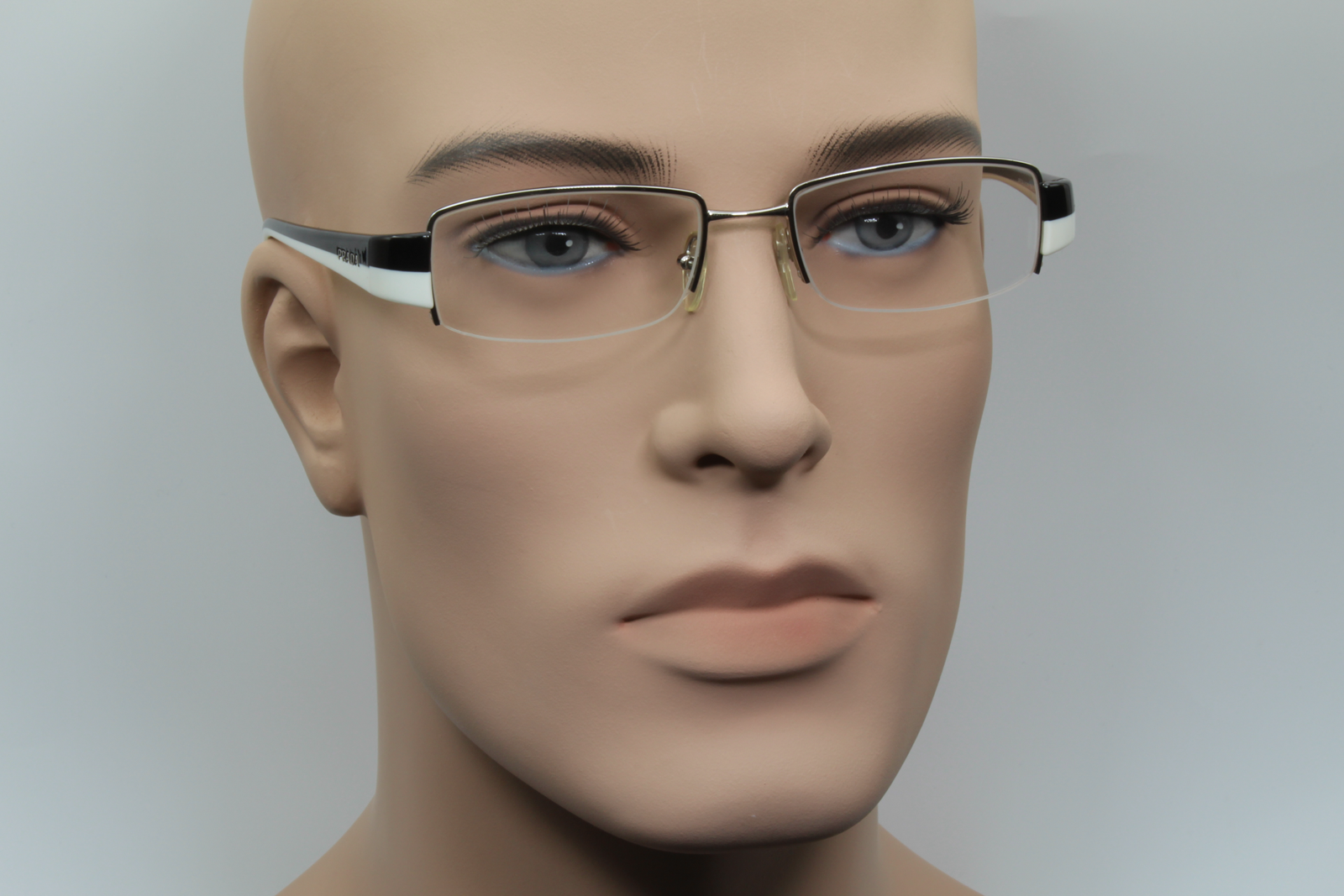 Prada VPR74H  Male Rectangular Glasses Frame Silver, Black, White 51mm