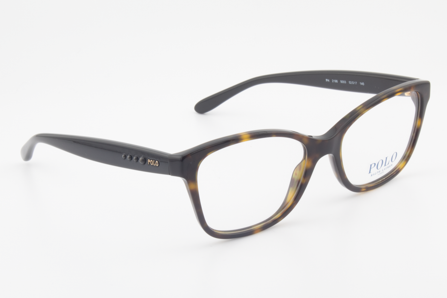 Polo Ralph Lauren PH2198  Female Cat Eye Glasses Frame Polished Dark Havana And Black 52mm