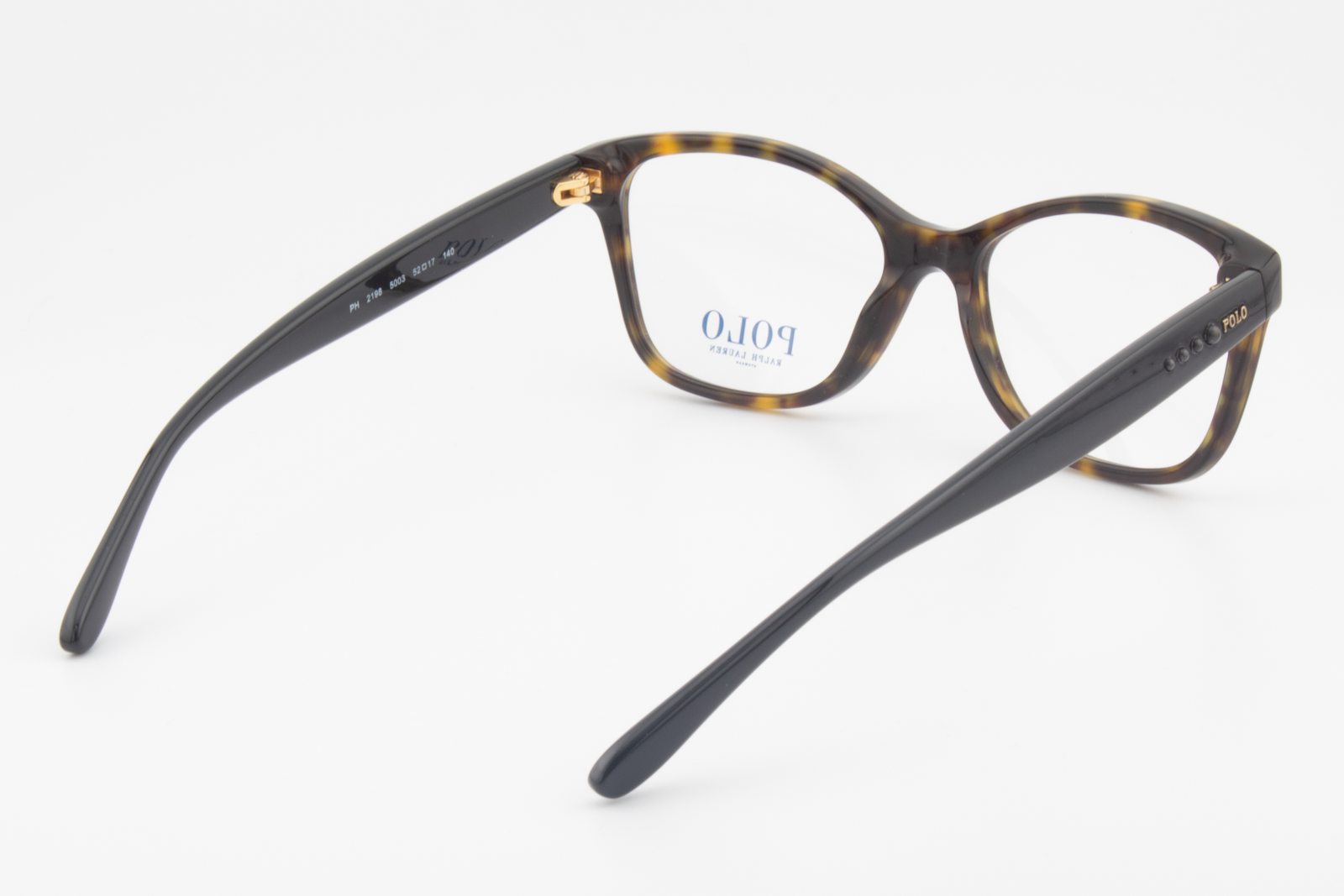 Polo Ralph Lauren PH2198  Female Cat Eye Glasses Frame Polished Dark Havana And Black 52mm