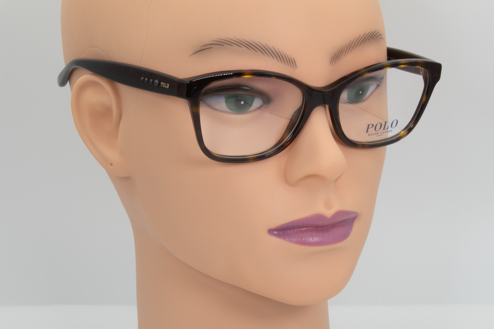 Polo Ralph Lauren PH2198  Female Cat Eye Glasses Frame Polished Dark Havana And Black 52mm