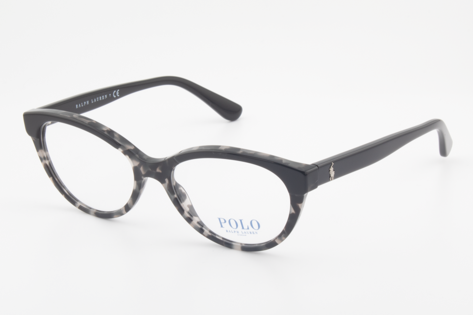 Polo Ralph Lauren PH2204  Female Cat Eye Glasses Frame Polished Black on Black Havana 53mm