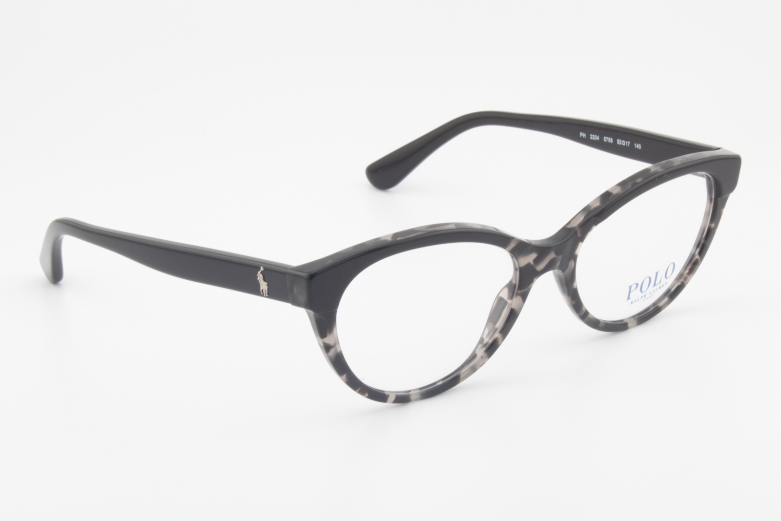 Polo Ralph Lauren PH2204  Female Cat Eye Glasses Frame Polished Black on Black Havana 53mm
