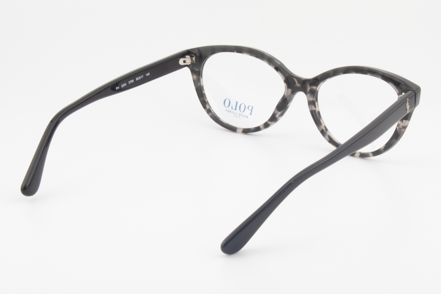 Polo Ralph Lauren PH2204  Female Cat Eye Glasses Frame Polished Black on Black Havana 53mm