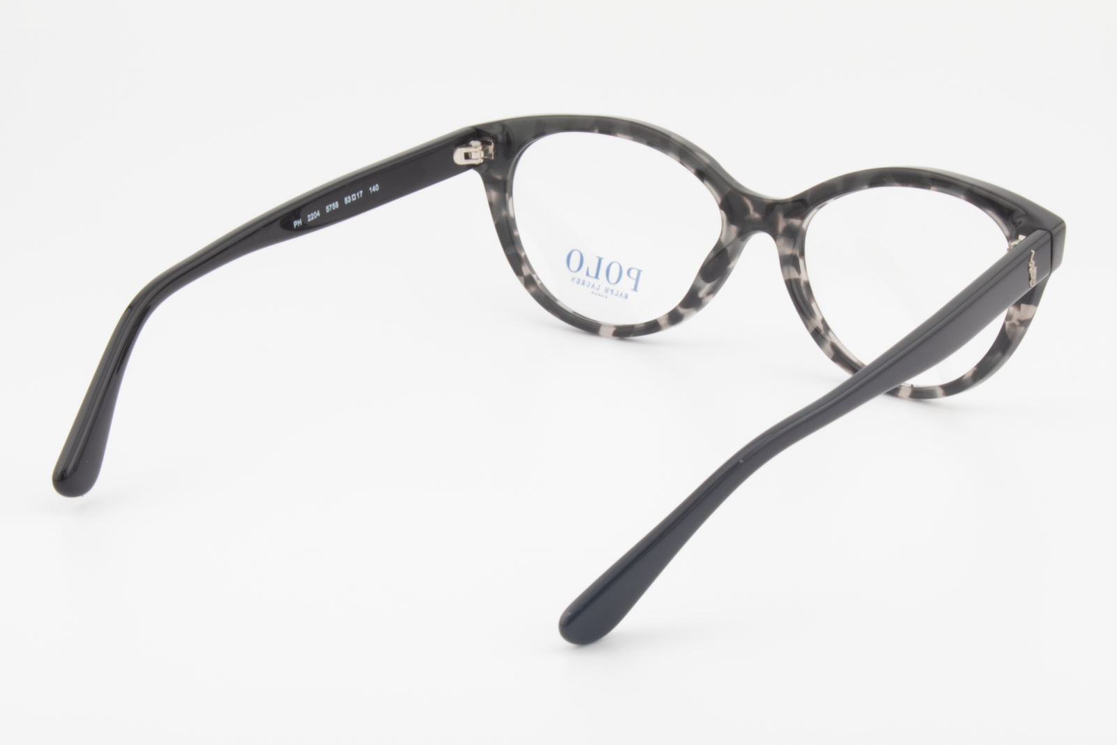 Polo Ralph Lauren PH2204  Female Cat Eye Glasses Frame Polished Black on Black Havana 53mm