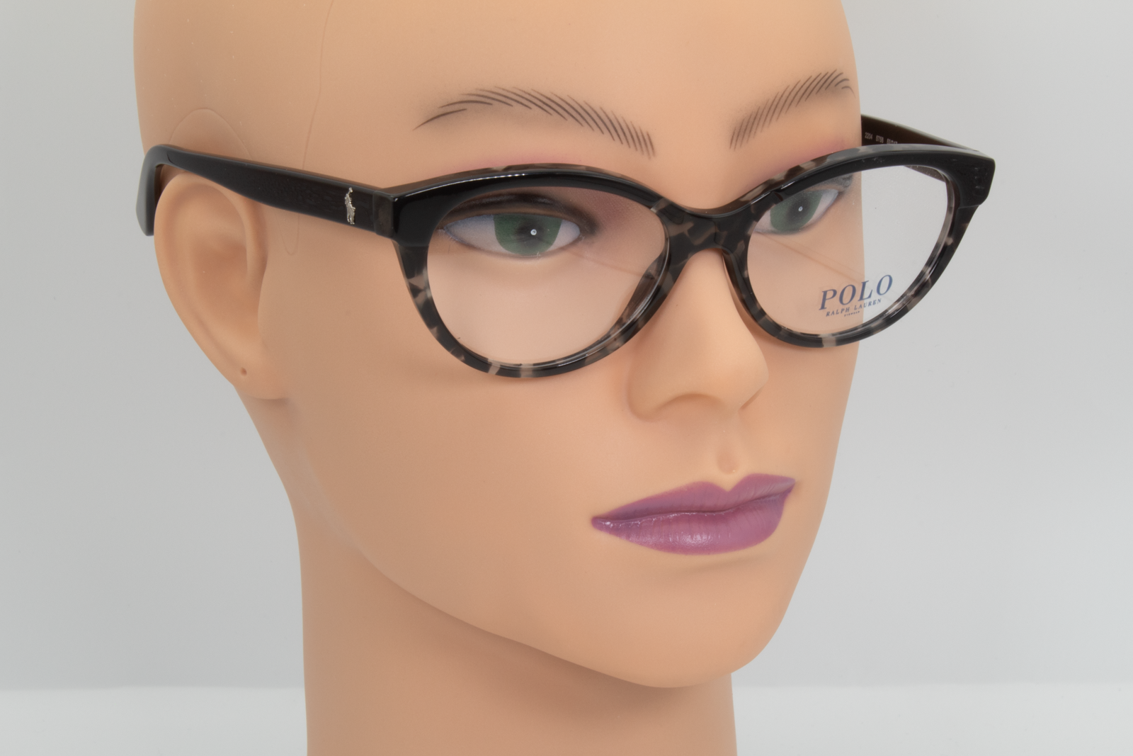 Polo Ralph Lauren PH2204  Female Cat Eye Glasses Frame Polished Black on Black Havana 53mm