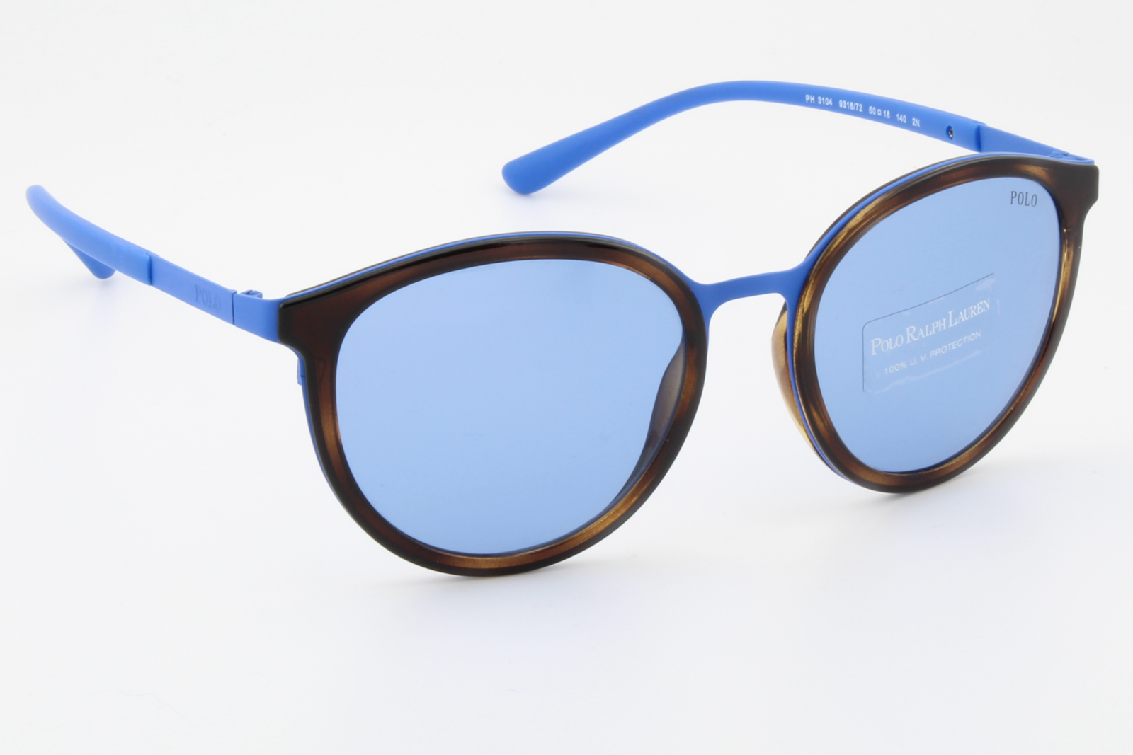 Polo Ralph Lauren PH3104 9318/72 Unisex Full Rim Sunglasses Matte Royal Blue/Light Blue & Havana 50mm