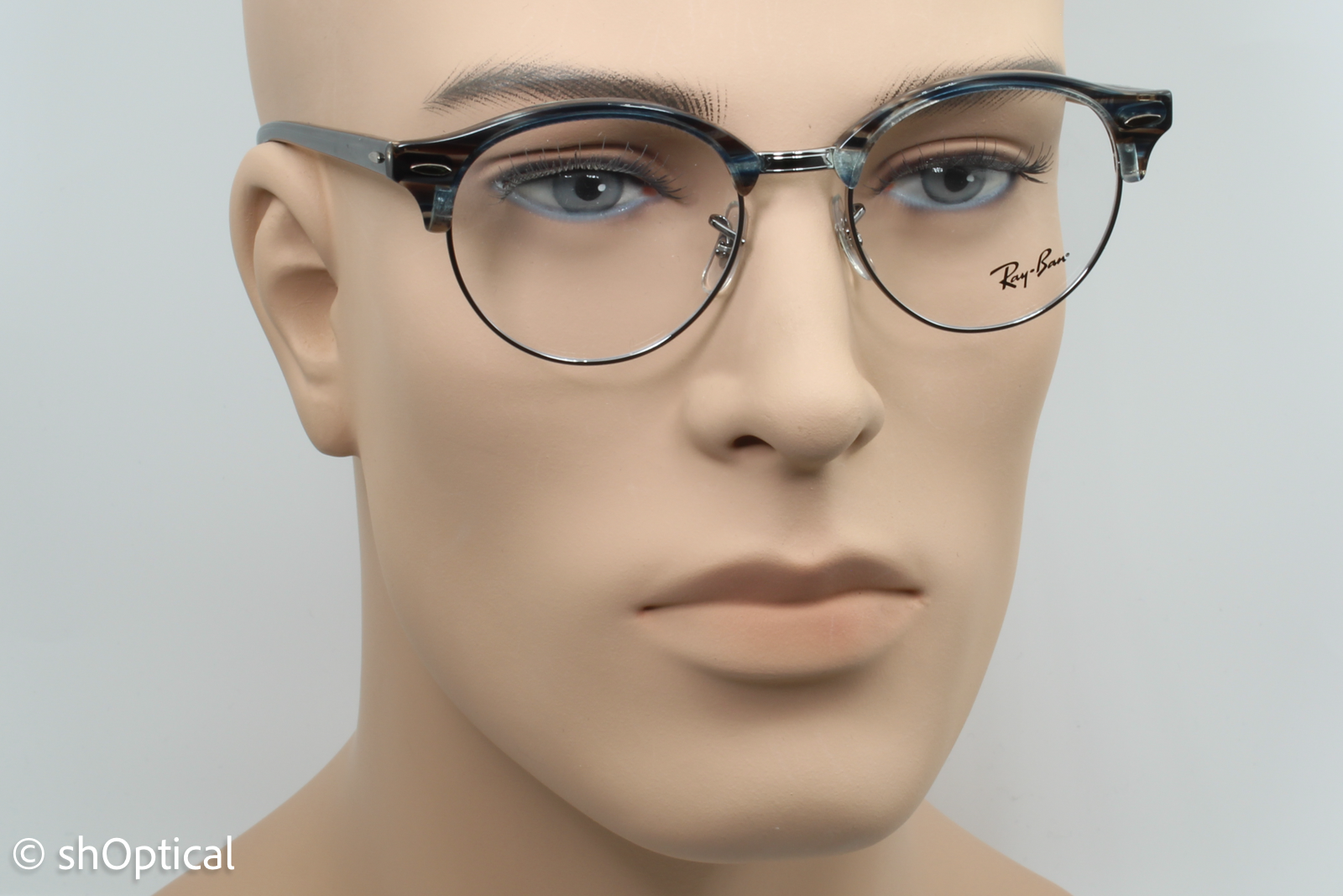 Rayban RB4246-V  Unisex Round Glasses Frame Gloss Blue Multi colour 49mm