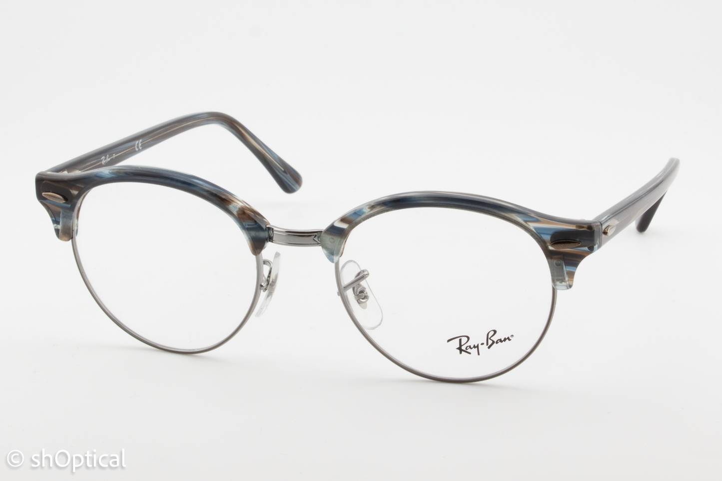 Rayban RB4246-V  Unisex Round Glasses Frame Gloss Blue Multi colour 49mm