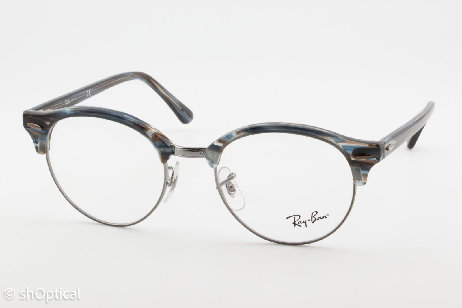 Rayban RB4246-V  Unisex Round Glasses Frame Gloss Blue Multi colour 49mm